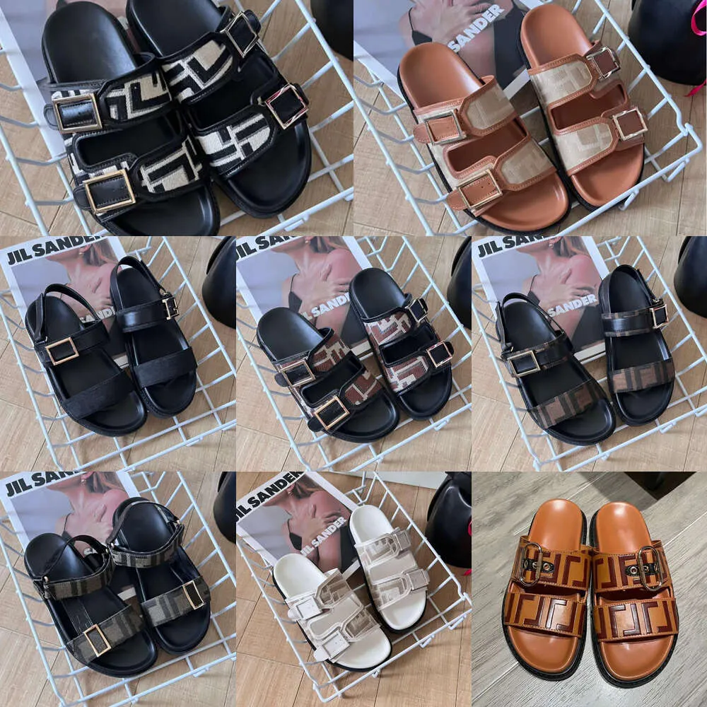 2024 Luxurys Designer Sandalen Top Qualität für Männer Frauen Mode Klassischer Riemen Flaches Leder Leinwand Brief Gummi Flip Flops Böden Strandschuhe Loafers Keine Box