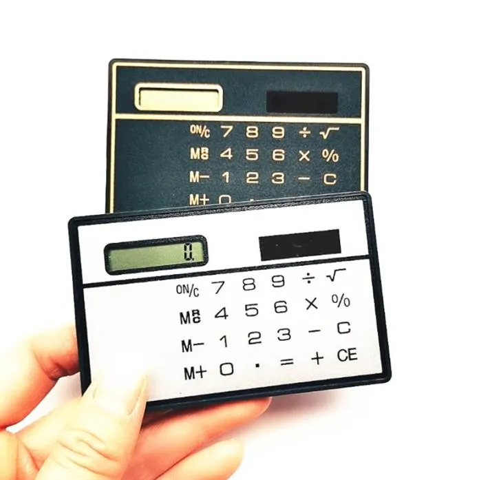 Portable 8 -siffror Ultra Thin Solar Power Calculators Kreditkortdesign Mini Calculator för Business School3197474