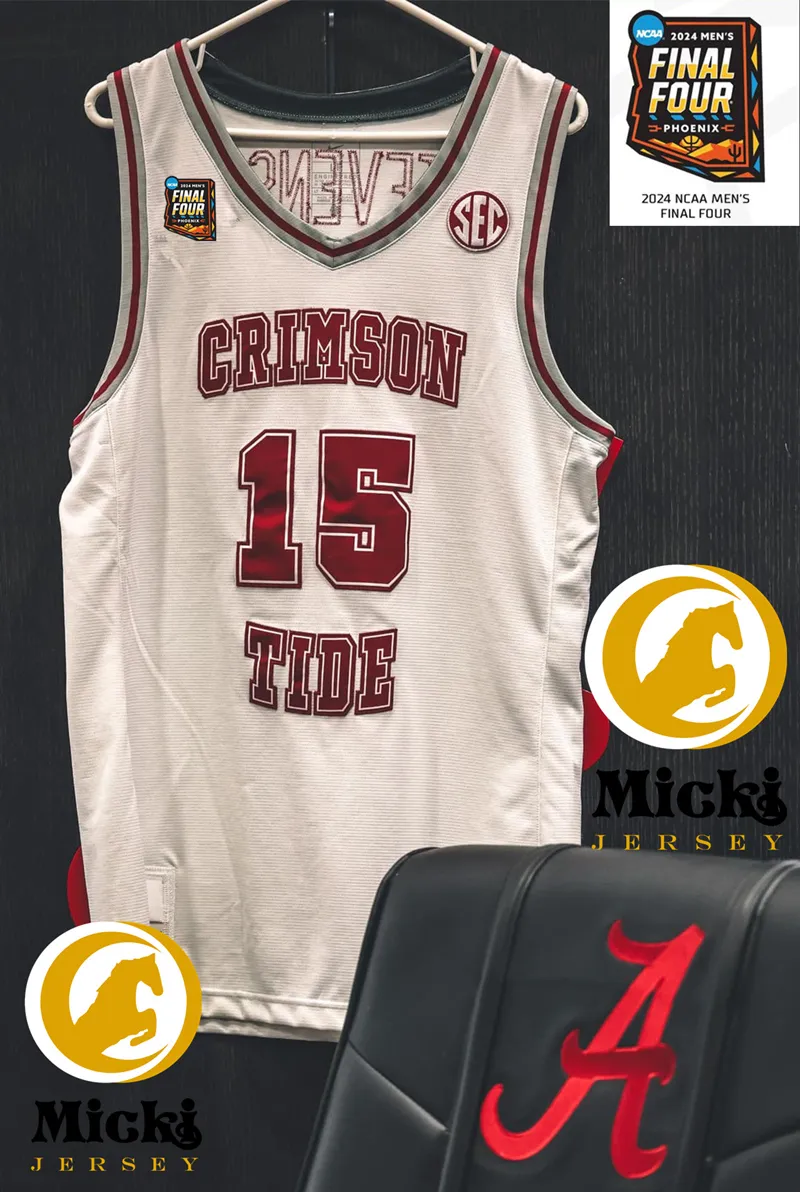 Grant Nelson Aaron Estrada Alabama Basketball 2024 Maillot Final Four Homme 0 Kris Parker 4 Davin Cosby Jr. 10 Mouhamed Dioubaté Maillots Crimson Tide cousus