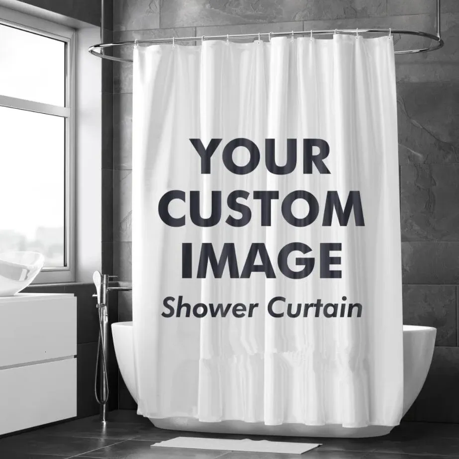 Custom Shower Curtain Bathroom Waterproof Curtains Customized Po Polyester Bath Decor with Hooks POD Drop Personalise 240320