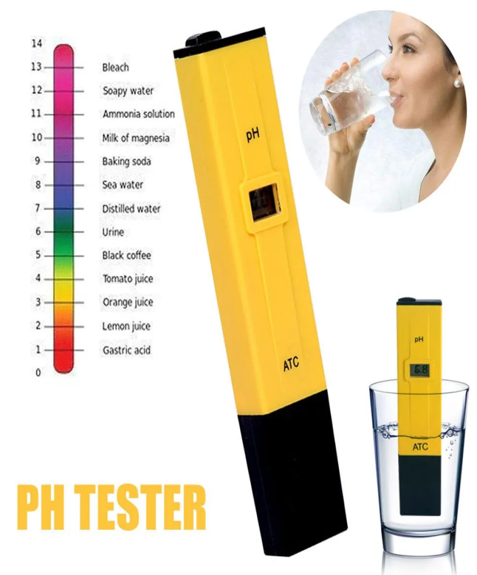 Penna test Ph Pen con ATC LCD digitale ABS giallo portatile Ph Tester Pratica piscina8169248