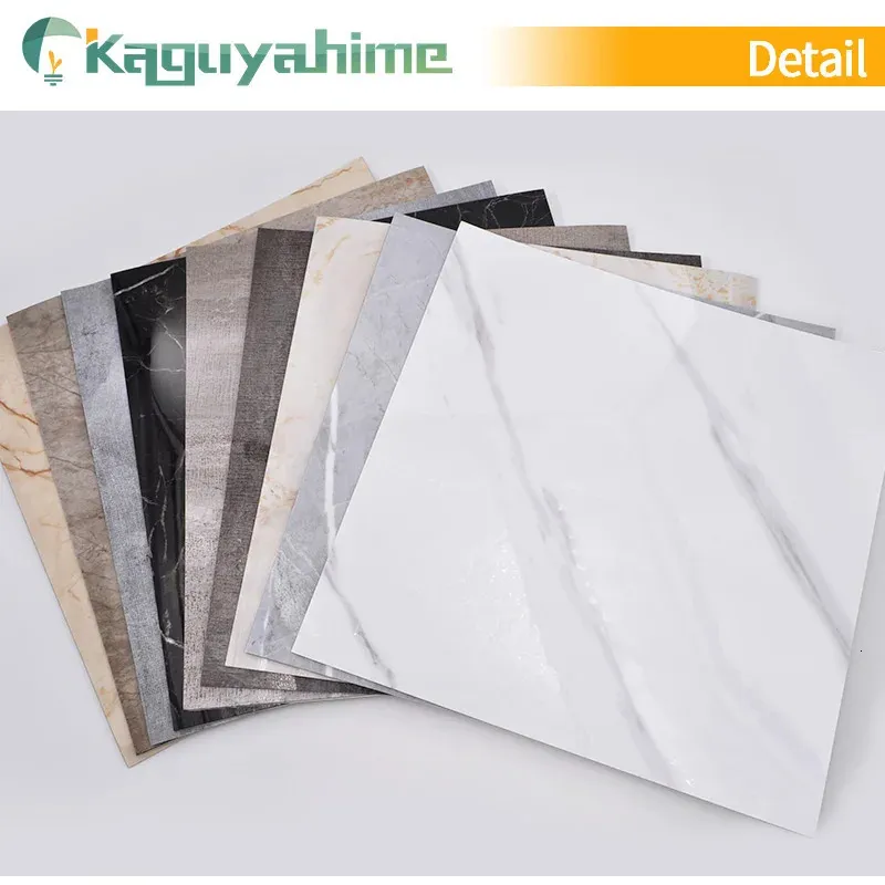 Kaguyahime 10pcs of PVC Imitation Marble Floor Stickers Selfadhesive Wall Waterproof Bathroom Decals 3030cm 240329