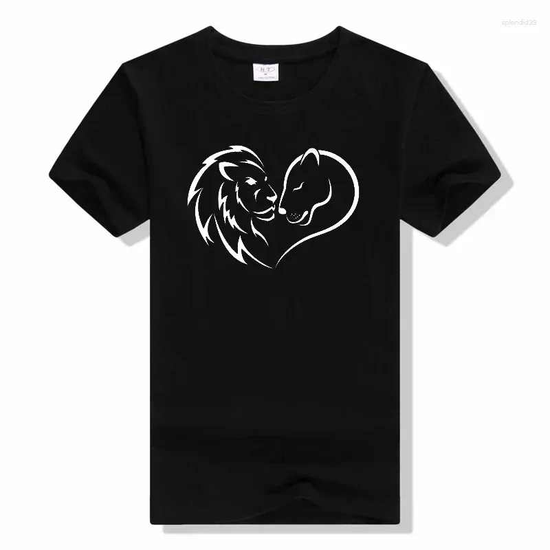 T-shirts pour hommes motif Lion amour décoration chemise vêtements d'été roi doux saint valentin mode décontracté dessin animé graphique T-shirts