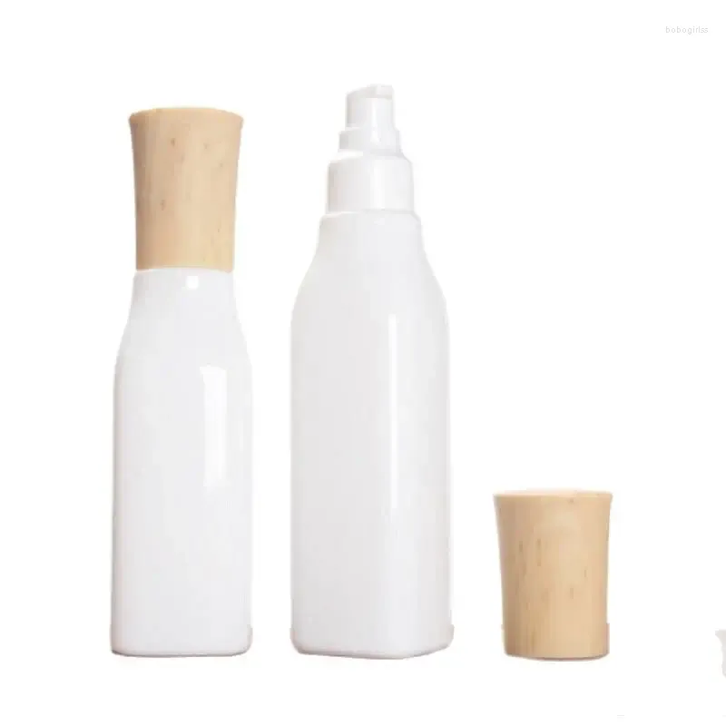 Bottiglie di stoccaggio Flacone spray in vetro Pompa per emulsione vuota Contenitore per imballaggio cosmetico Pressa per toner di forma quadrata Ricaricabile