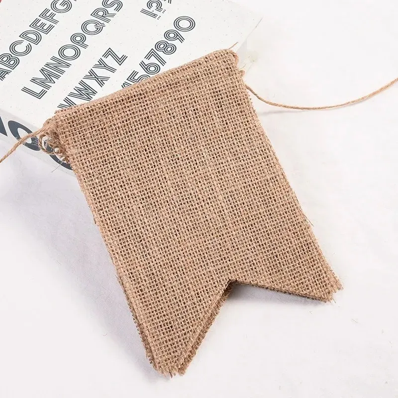 Jute Burlap Bunting Rustic Just ożenił się pana pana ślubnego Banner Garland Party Flags Candy Bar Decoration