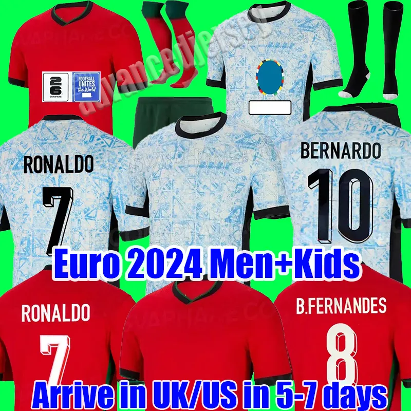 2024 Puchar Euro Portugalia Narodowa drużyna piłkarska Ronaldo Felix Pepe Bermardo B.fernandes Camisa de Futebol J.Moutinho Fan Fan Fan Football Shirt Men Kids Mundurs