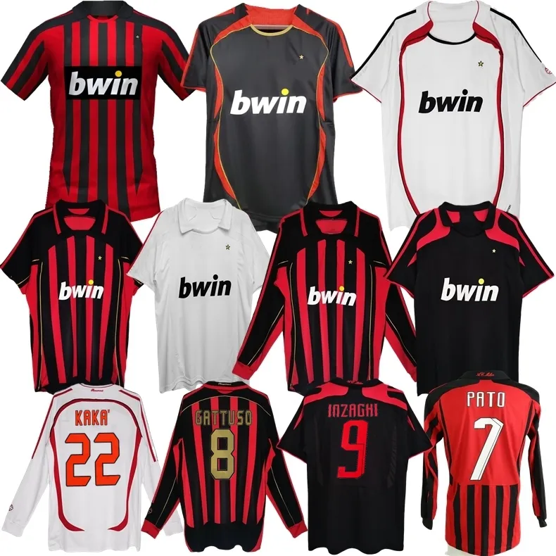 2006 2007 2008 Kaka Inzaghi Retro-Fußballtrikots Pato Cafu Maldini AC Nesta Pirlo Seedorf MILANS Gattuso Ronaldo Vintage klassisches Fußballtrikot