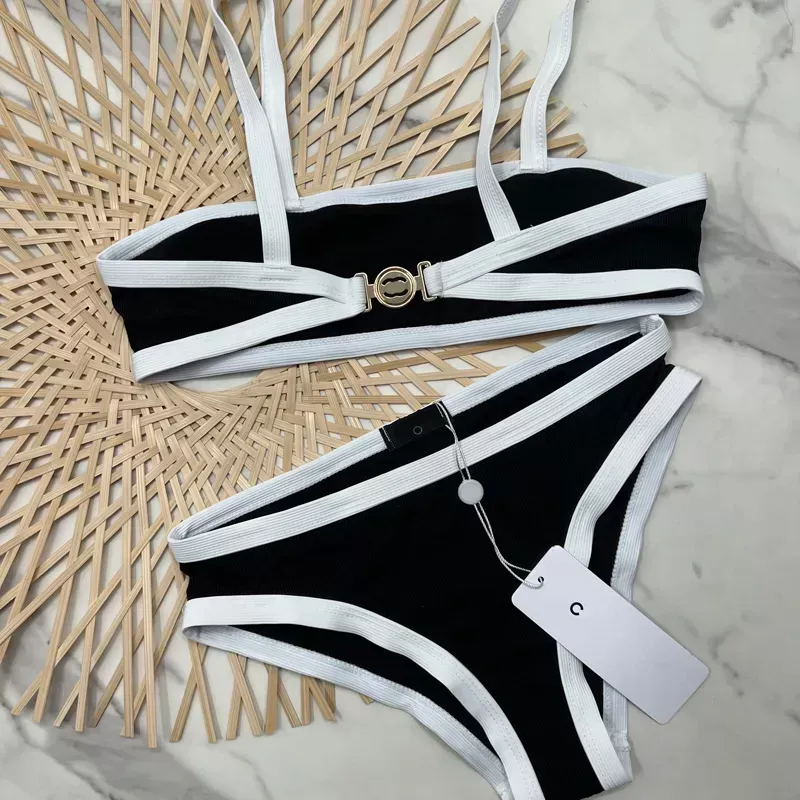 Moda mulheres swimwear designer bikinis swimsuit preto branco swimsuits c swimwear tanga dois pedaços designers bikini top sexy mulher fatos de banho praia swim wear