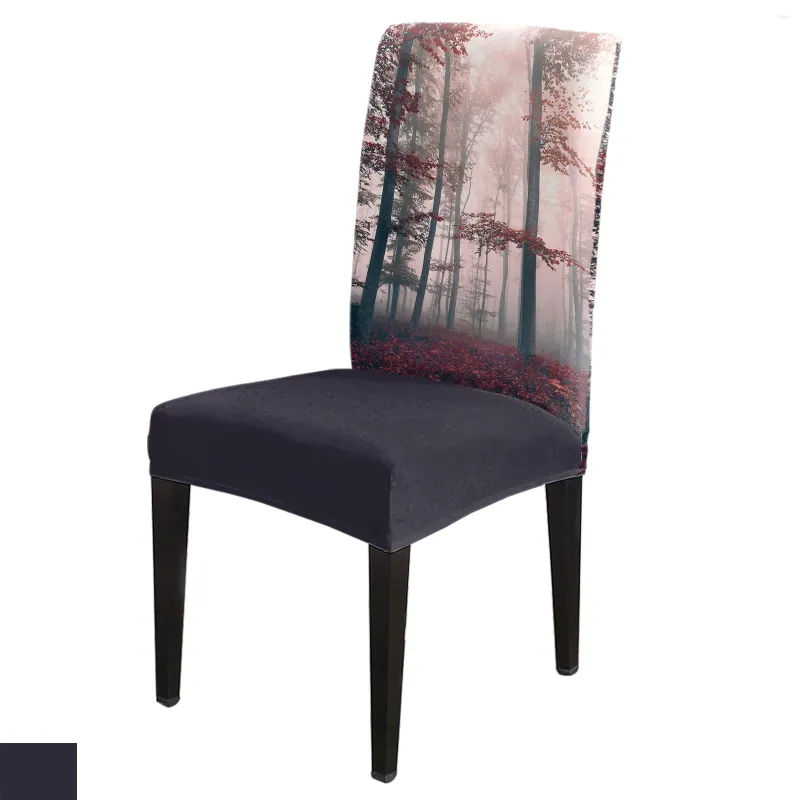 Чехлы на стулья Осенний лес Таинственный туман Обеденный эластичный чехол из спандекса для свадьбы, кухни, банкета, вечеринки, чехол