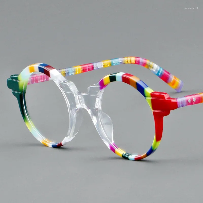 Lunettes de soleil montures rondes en acétate multicolore, lunettes de lecture personnalisées de styliste couleur fraîche pour hommes et femmes