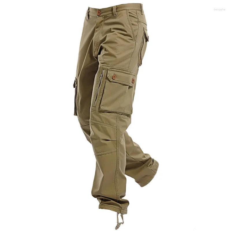 Men's Pants High Quality Cargo Men Casual Multi-Pockets Tooling Trousers Solid Cotton Workout Mens Ourdoors Camouflage Work Wear