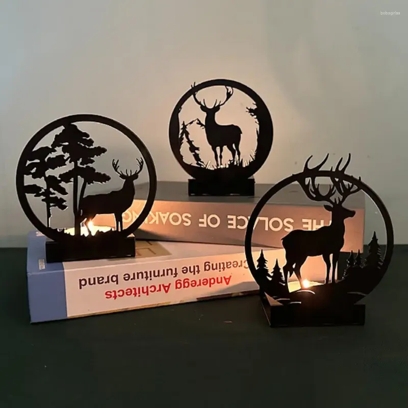 Candle Holders Iron Stand Elk Candlestick Holder Festive Christmas Ornament For Warm Home Decoration Desktop Decor Room Wax