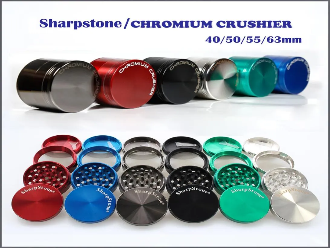 Zinc Alloy Dry Herb Grinders 40mm 50mm 55mm 63mm 4 parts SharpStoneCHROMIUM Tobacco Grinder herb grinder cnc te Spice Crusher 7 C5196385