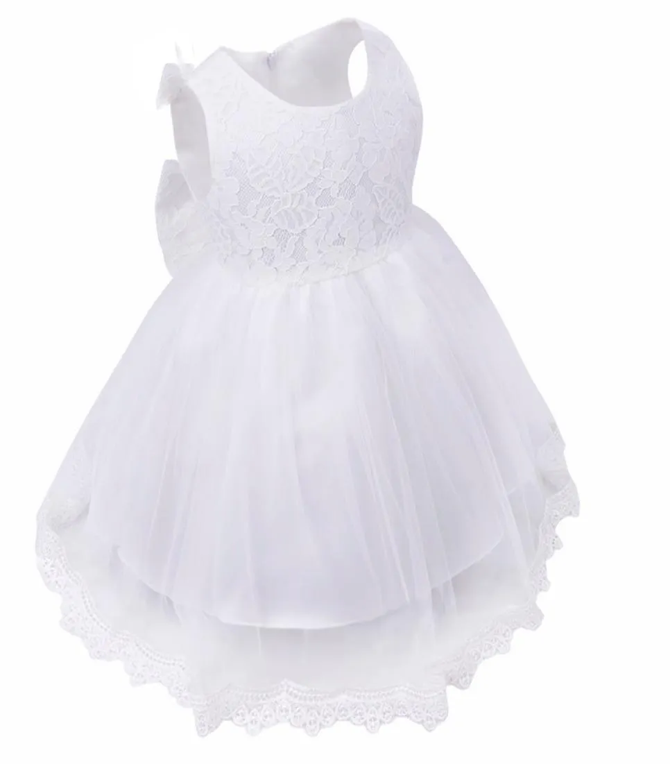 Biała dziewczyna do chrztu suknia dla niemowląt dla małych dziewcząt codziennie noszenie ślubnych urodzin