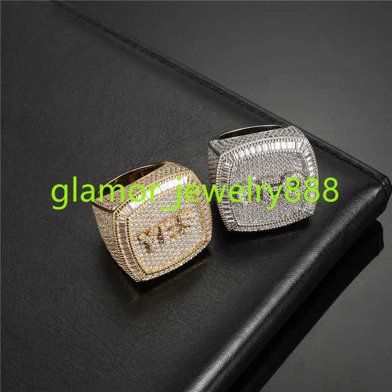 Hip Hop Custom Letter Champion Mężczyzna Pierścień Pełny lodowy pierścień 18K Gold Stated Conditioned Diamond Ring