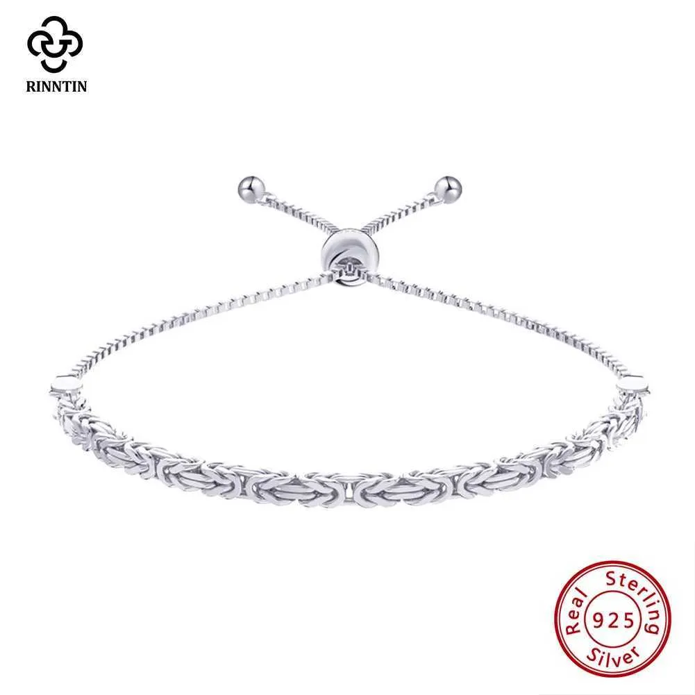 Ketting Rintin 925 sterling zilver handgemaakte Italiaanse platte Byzantijnse armband Womens verstelbare ketting armband sieraden SB176 Q240401