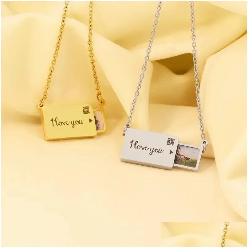 Chaînes Amour Lettre Enveloppe Pendentif Collier Pour Femmes Bijoux Personnalisés Je Vous Lettres Saint Valentin Mère Cadeau Drop Livraison Neckla Dhuk1