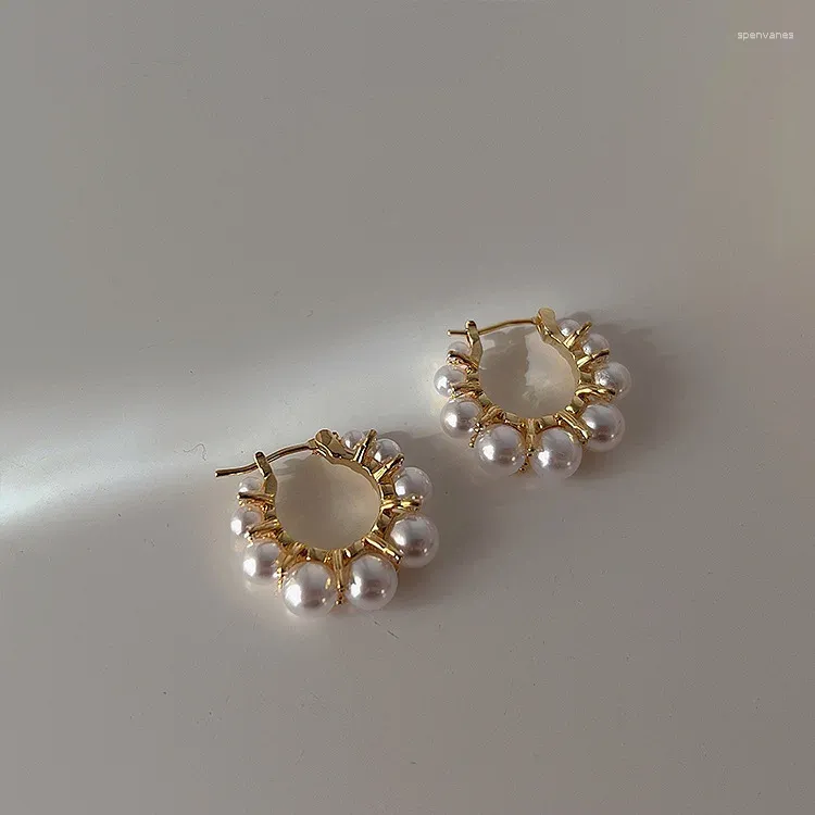 Hoop Earrings French Vintage Big Small Pearl Earring