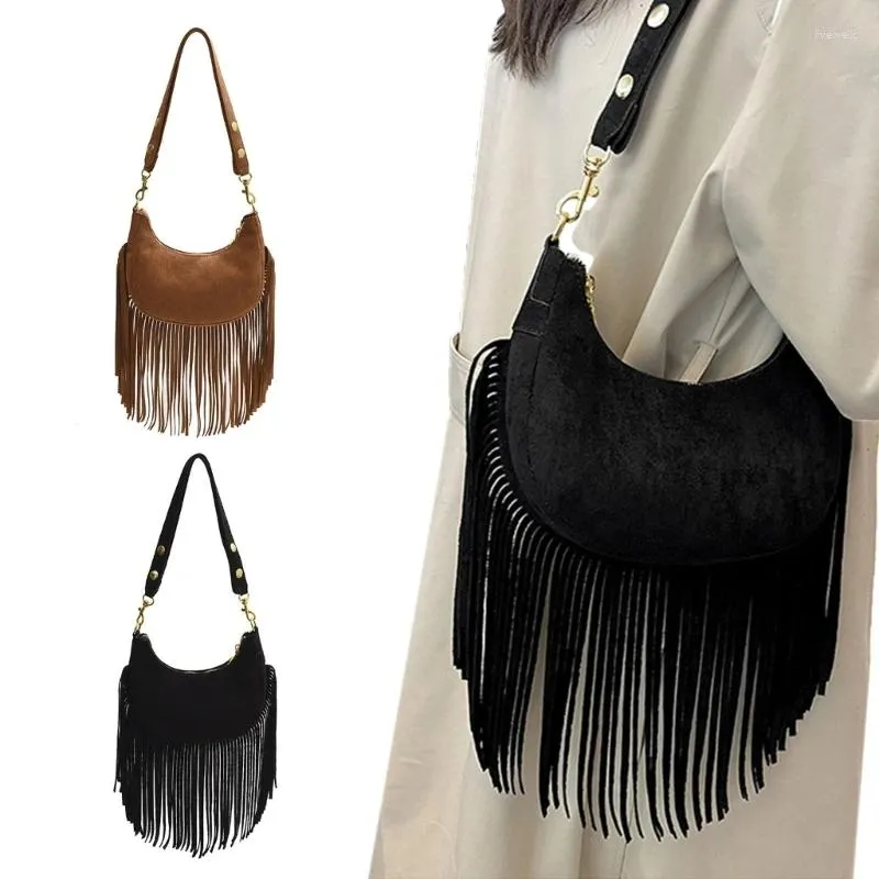 Cosmetic Bags Modern Fringe Detail Shoulder Bag Trendy PU Crossbody With Tassels For Women