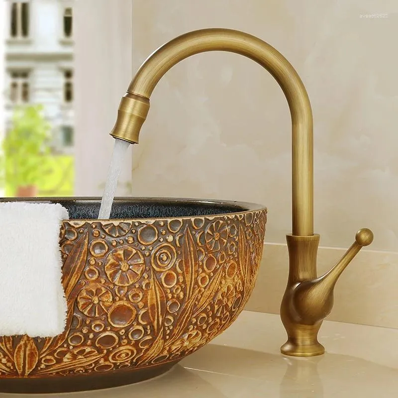 Bathroom Sink Faucets European-style Antique Faucet All Copper Cold And Wash Vegetable Basin Washbasin Rotatable
