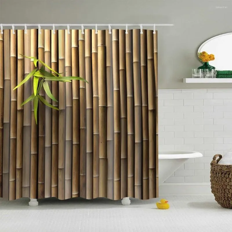 Shower Curtains Zen Green Bamboo Landscape Bathroom Accessories Bath Curtain Against Water Screen Decor With Hooks