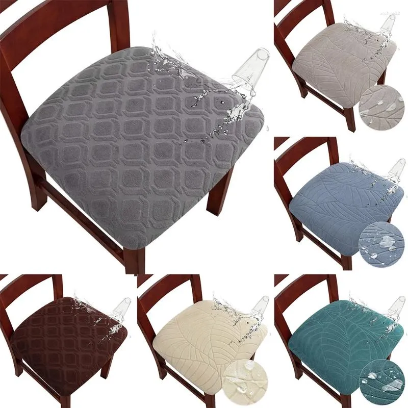 Stol täcker slip vattentät avföring täcker damm slipcovers jacquard sätesfodral fast färg kudde avtagbar