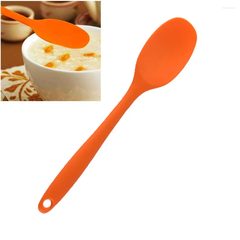 Spoons Silicone Soup Spoon Mixing Cooking Kitchen Stirring Tools Orange