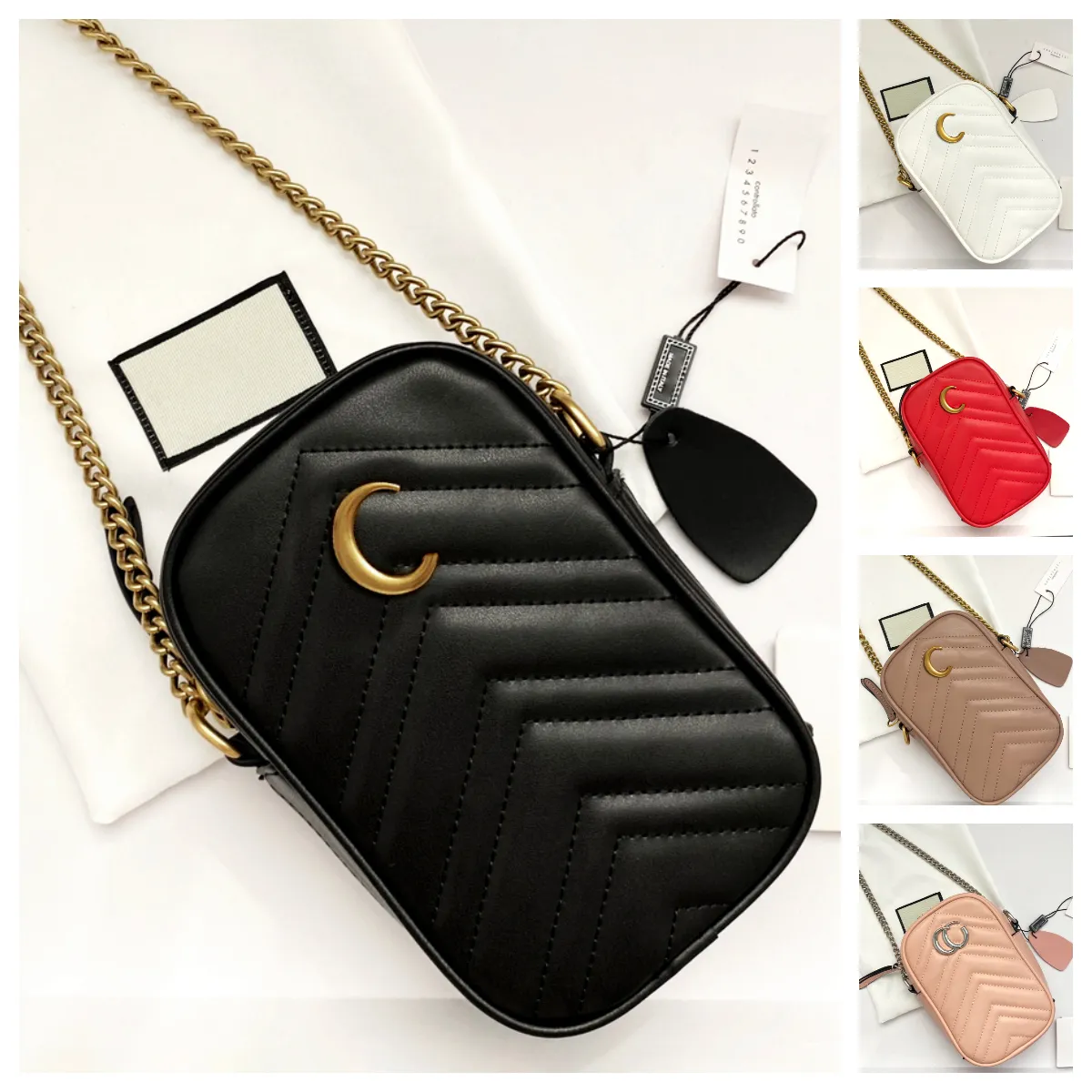 10A Bolsa de couro vertical para celular Bolsa Marmont mini bolsa de ombro com corrente Bolsa de telefone de designer Bolsa crossbody feminina pequena Crossbody marmont bolsa de telefone carteiras