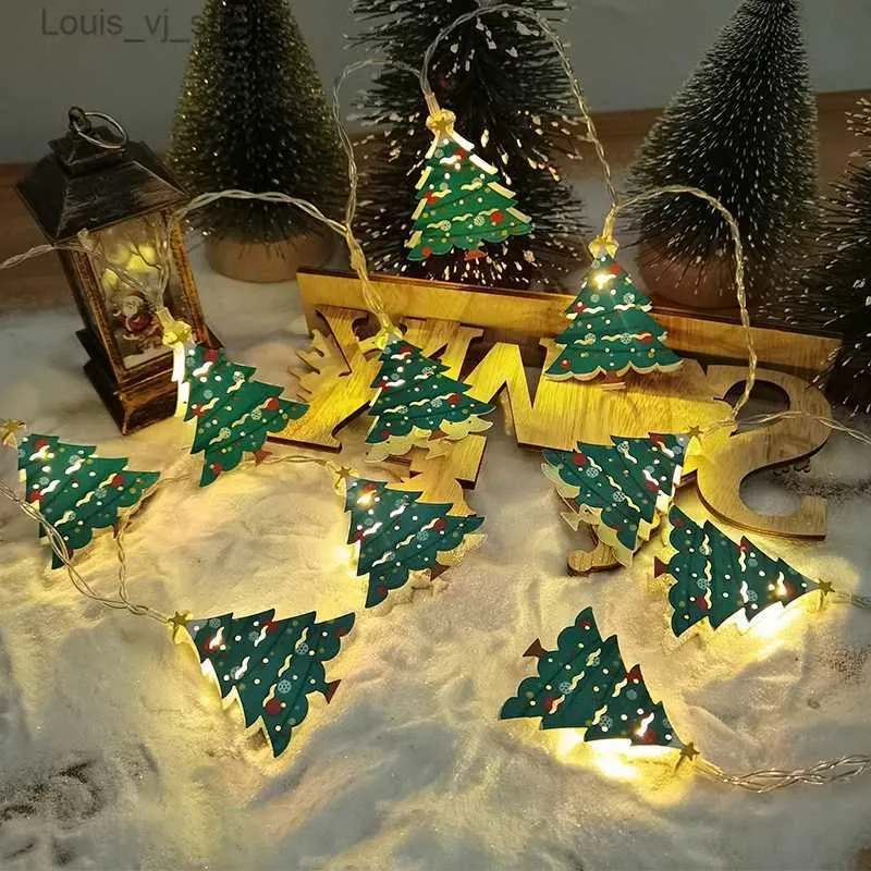 LED Strings Xmas Tree Snowman Light Christmas Decorations For Home 2023 Navidad Hanging Pendant Ornament New Year Decor String Lights YQ240401