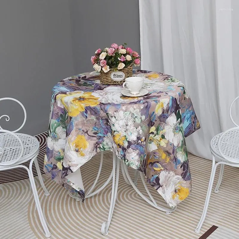 Pano de mesa abstrato pintura europeia café campo fragmentado flor arte óleo redondo decoração de casamento