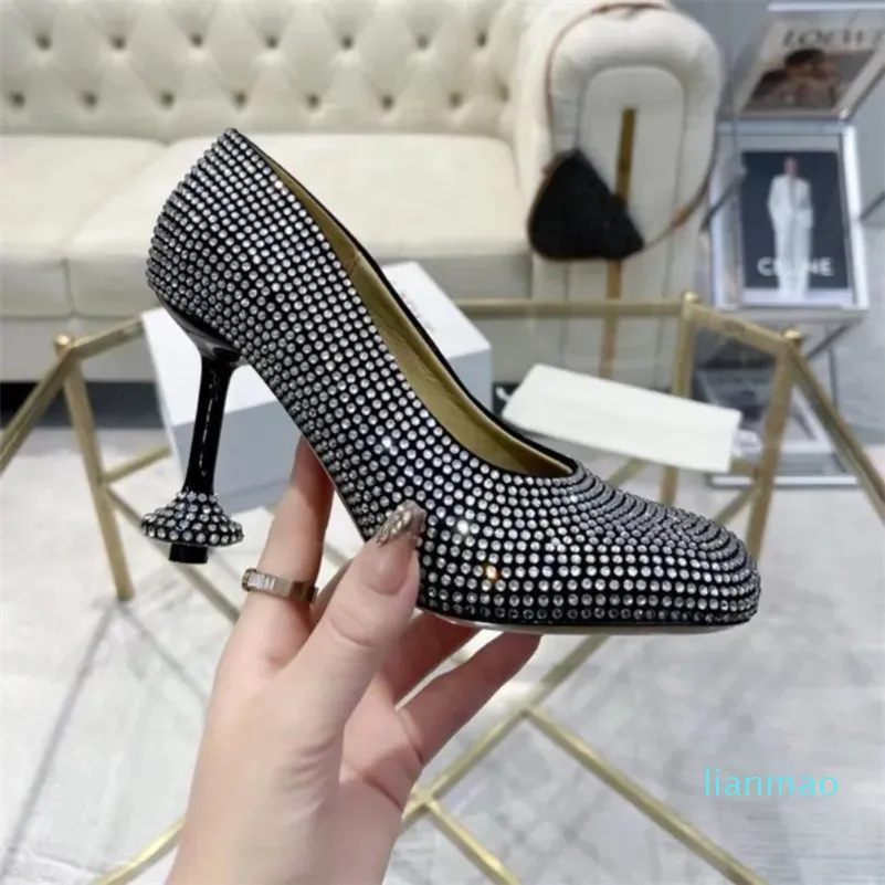 Fashion Women pumps Weddings parties High Heels sexy sandals Leather Designer Rhinestone Woman Shoes Party big size 35-43