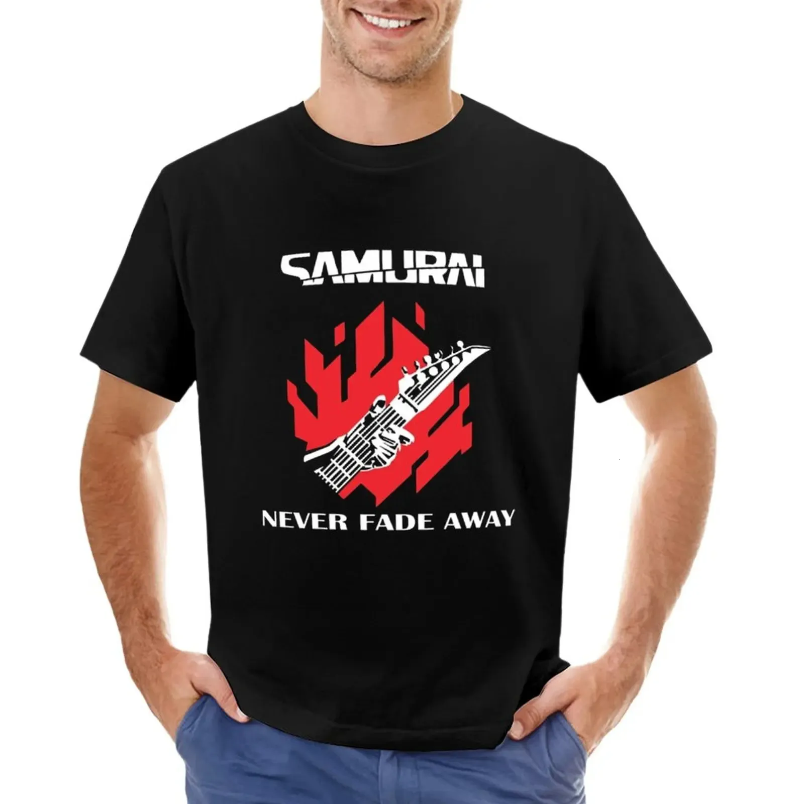Cyberpunk T-shirts samurai bleknar aldrig bort t-shirt anpassade t skjortor toppar kort t-shirt vanlig vit t skjortor män 240320