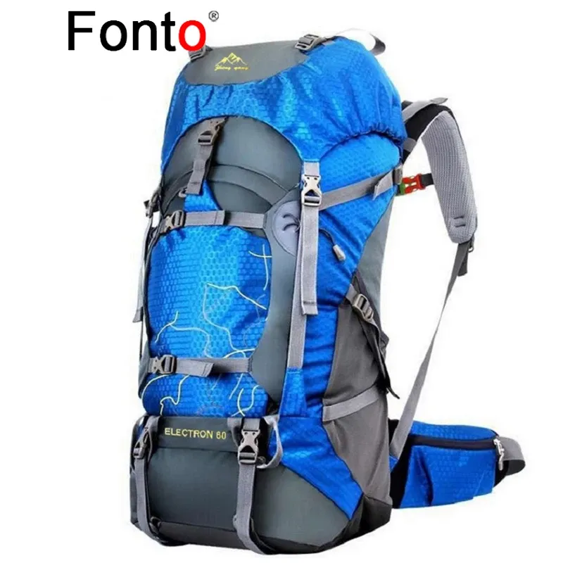 Taschen Fonto Sporttaschen Outdoor Klettern Wasserdichter 60L Nylon Packsack für Männer und Frauen Reisen Wandern Camping Rucksack