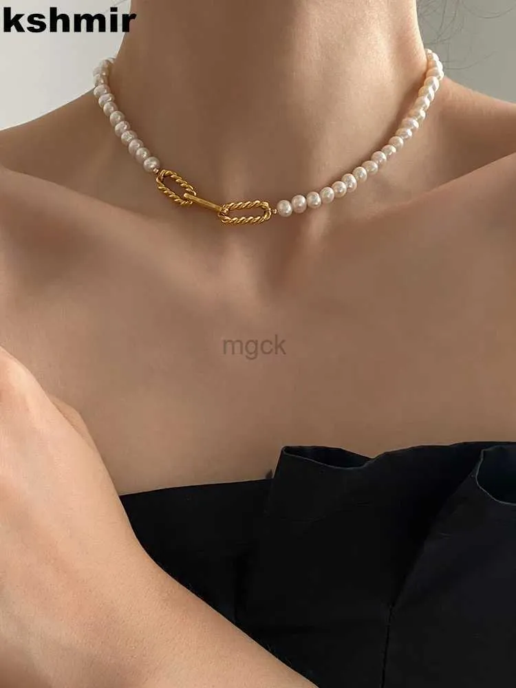 Pendentif Colliers Kshmir 2021 collier de perles de verre pour les femmes avec un sens du design collier pliant chaîne de clavicule bijoux accessoires pour femmes 240330