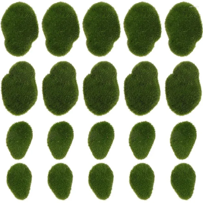 Fiori decorativi 24 pezzi muschio artificiale pietra pianta micro paesaggio rocce finte pietre finto ornamento floccato verde muschio
