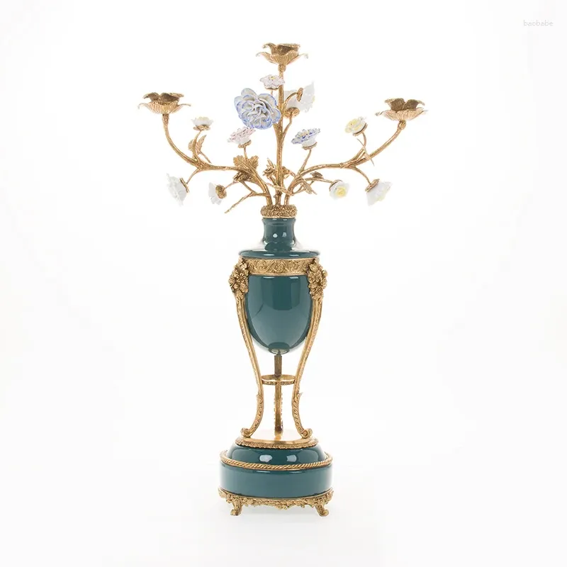 Candle Holders klasyczny projekt luksusowy domowy ceramikorcelain z miedzianą uchwytą rzemieślnikami vintage statua do wystroju