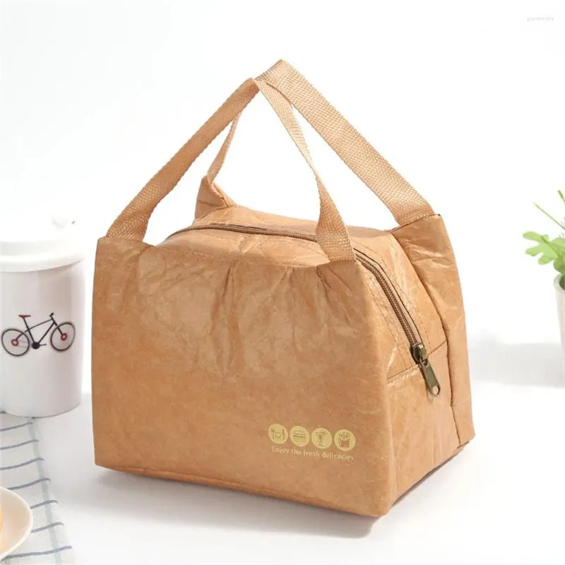 Storage Bags Kraft Paper Collapsible Cold Retention Food Cooler Bag Dust-proof Aluminum Picnic Hiking Thermal Insulated Lunch