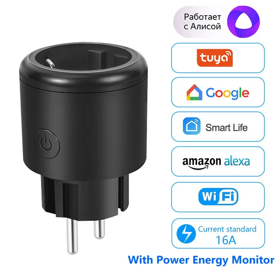 Controlla la NUOVA presa intelligente WiFi 16A Smart Plug EU UK Tuya Smart Life APP Funziona con Alexa Google Home Smart Home Yandex Alice Station