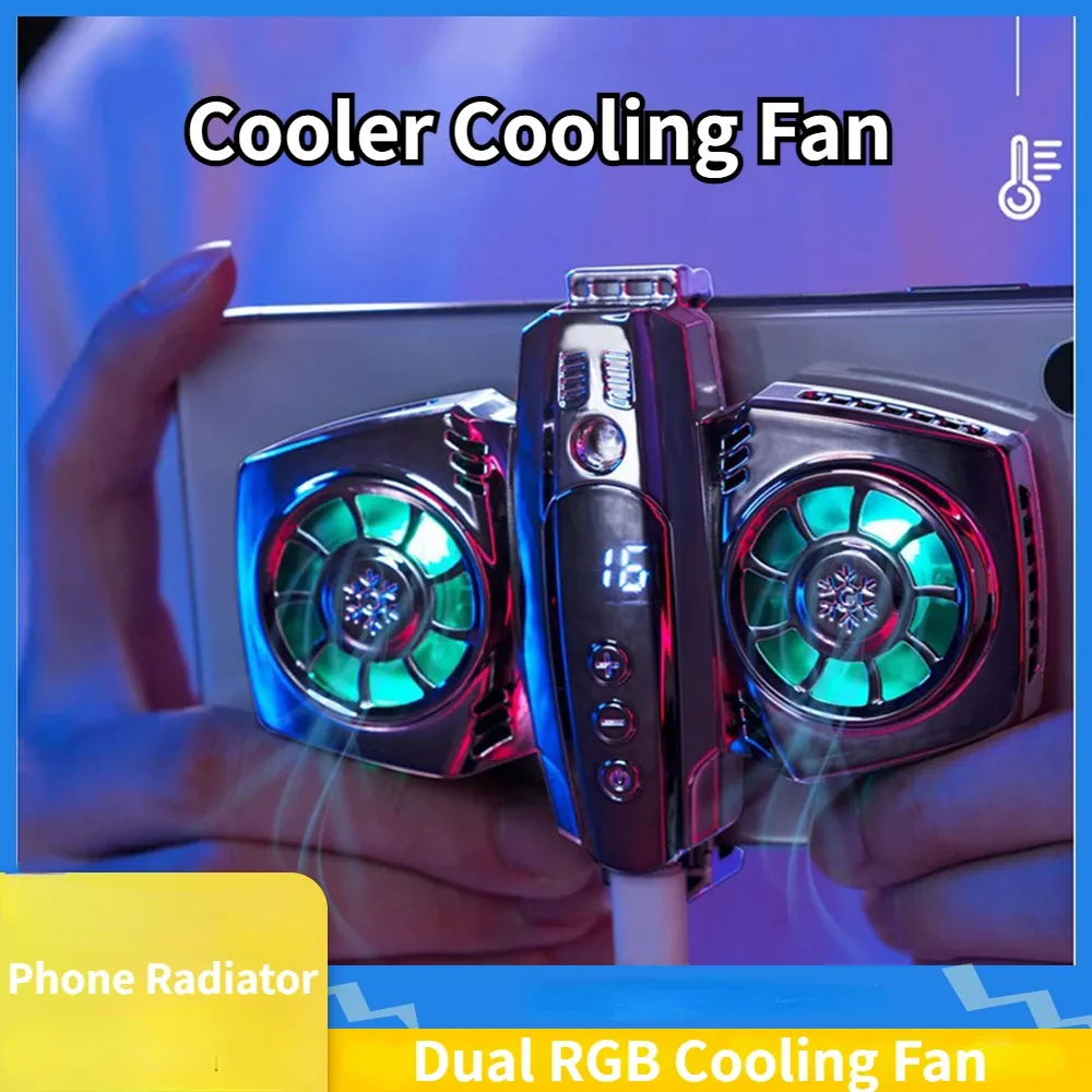 Gamepads Dual RGB Mobile Phone Cooler Cooling Fan Phone Radiator for Xiaomi IPhone Cooler Heat Sink Game Cooling for Genshin Impact Pubg