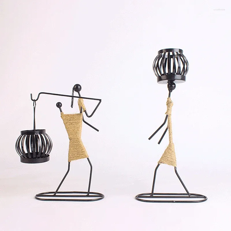 Bougeoirs créatif européen rétro chandelier corde fille fer décoration maison mariage art bureau bureau