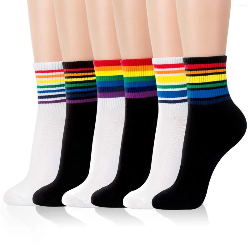 Erkek Çoraplar Instime Unisex Stripes Orta Erkekler Harajuku Renkli 100 Pamuklu Kawaii Gökkuşağı Renk Boyutu 35-42