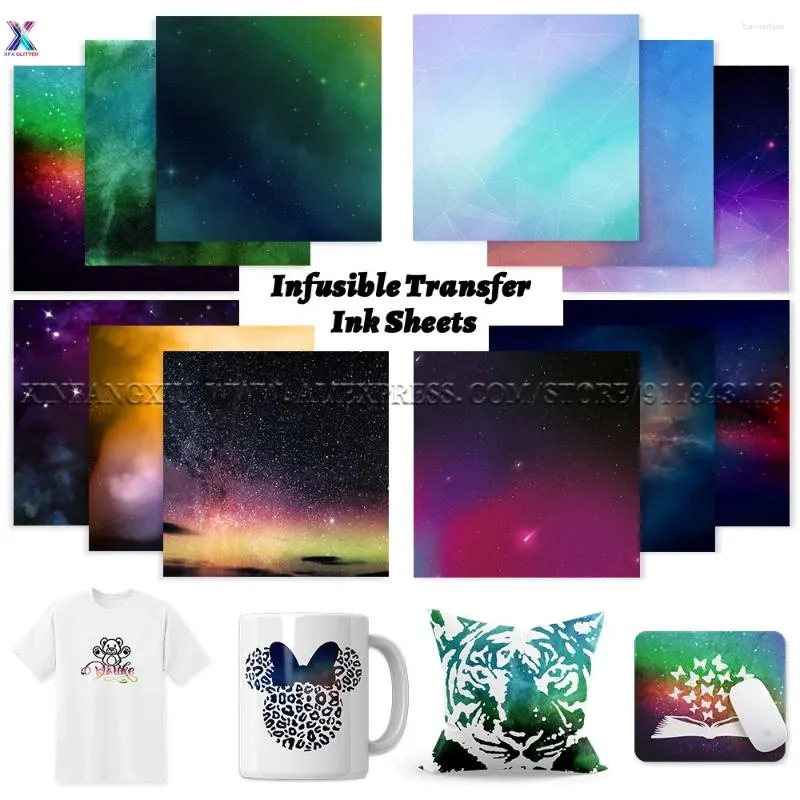 Pencere Çıkartmaları XFX Infusible Transfer Mürekkep Sayfaları 12 PCS 12 "X12" Galaxy Star Sublimasyon T-shirt ve kupa üzerinde önceden baskılı boyalı demir