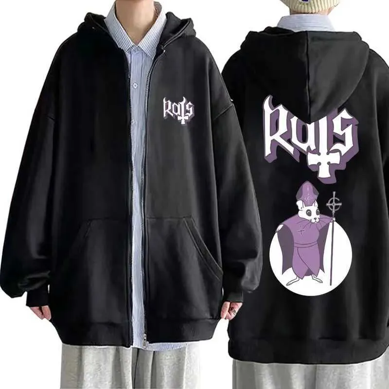 Men's Oversized Ghost Band Zipper zip up hoodie - Retro