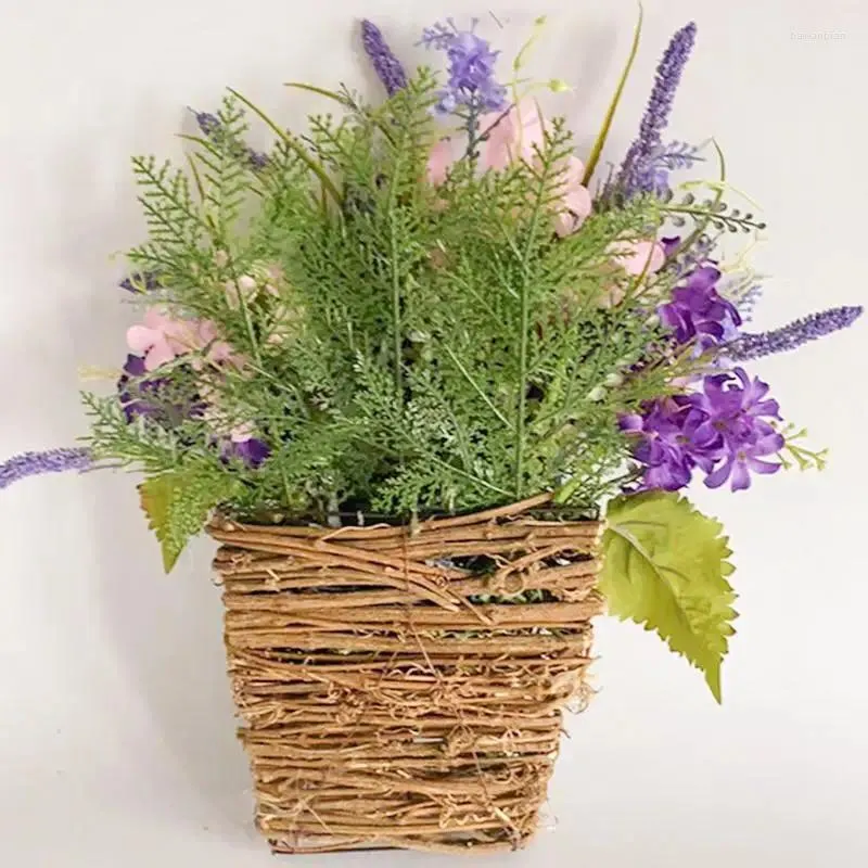 Decorative Flowers Lavender Wreaths For Front Door Decor Farmhouse Hanging Artificial Flower Baskets Spring Garland