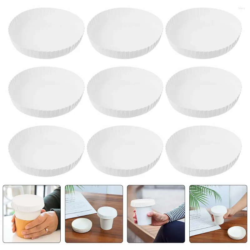 Disposable Cups Straws Paper Cup Lid Coffee Caps Stackable Lids Drinking Protectors Cover