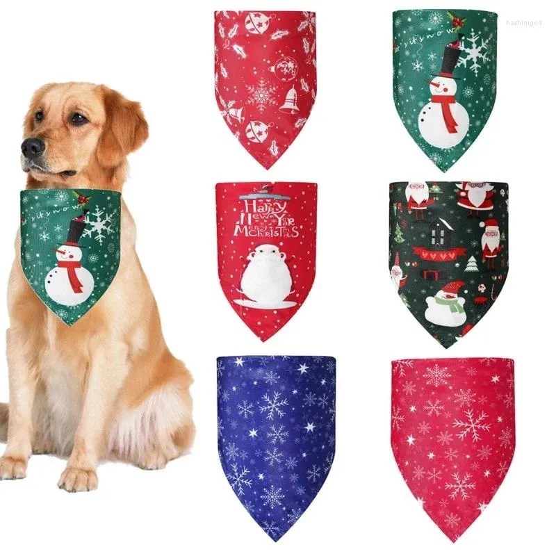Hondenkleding 6 stuks Kerstprint Wasbaar Voor Driehoeksslabbetjes Huisdier Hoofddoek Sjaal Kleine honden Puppy Feestelijk Dagelijks