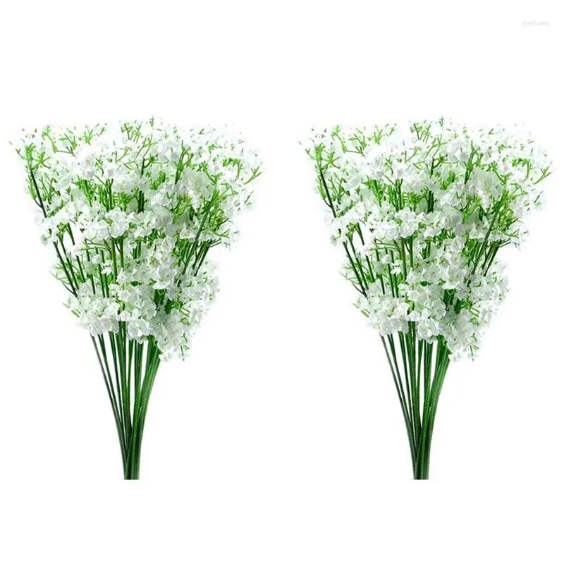 Decorative Flowers 24 Stems Artificial White Gypsophila Silk Flower Bunch Baby's Breath
