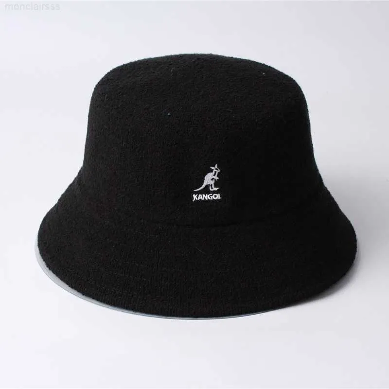 Kangol balde chapéu feminino baldes grandes coreano pescador masculino moda casual coleção plana cúpula gorro chapéus de sol tamanhos diferentes preto verão 7FPJ