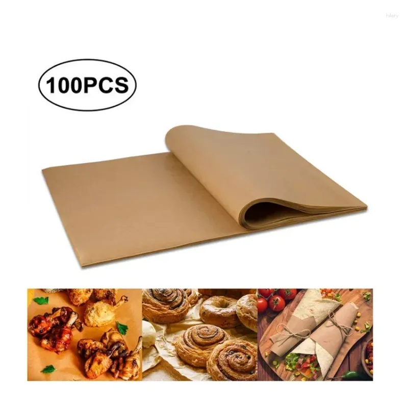 Tools 100PCS Natural Silicone Oil Paper Oven Brown Baking Parchment Air Fryer Accessories