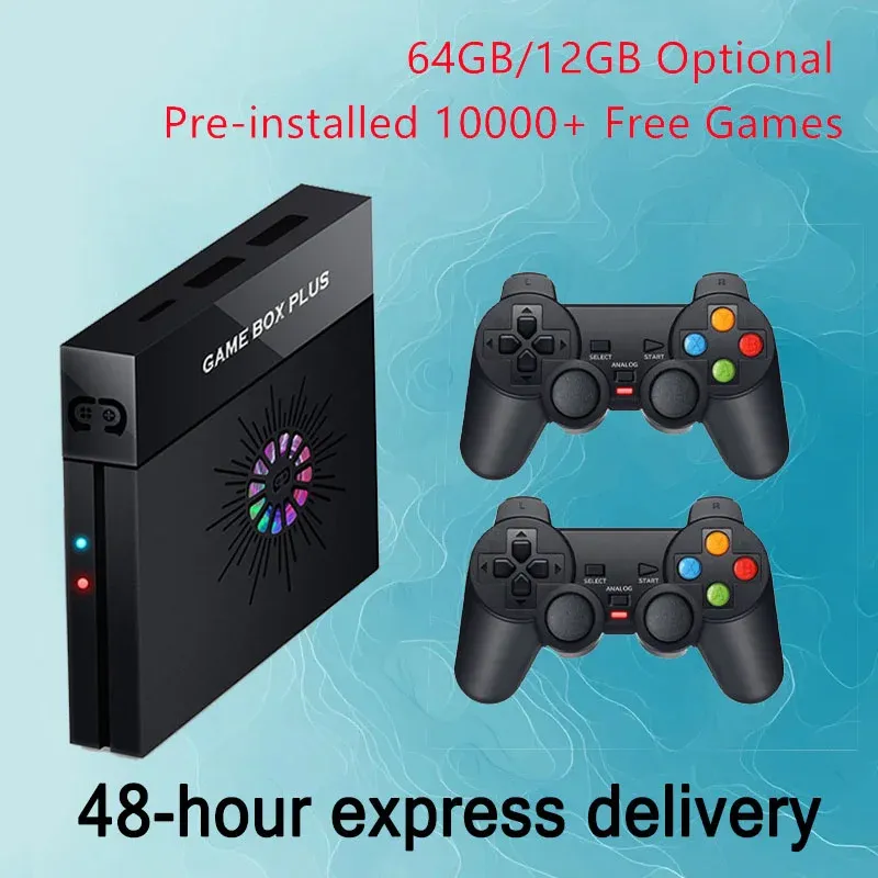 Consoles 10000 Ücretsiz Oyunlar X6 Magic Box Süper Oyun Kutusu Plus 4K TV Video Oyunu Konsolu 64GB 128GB PSP/PS1/MAME Kablosuz 2 Gamepad ile
